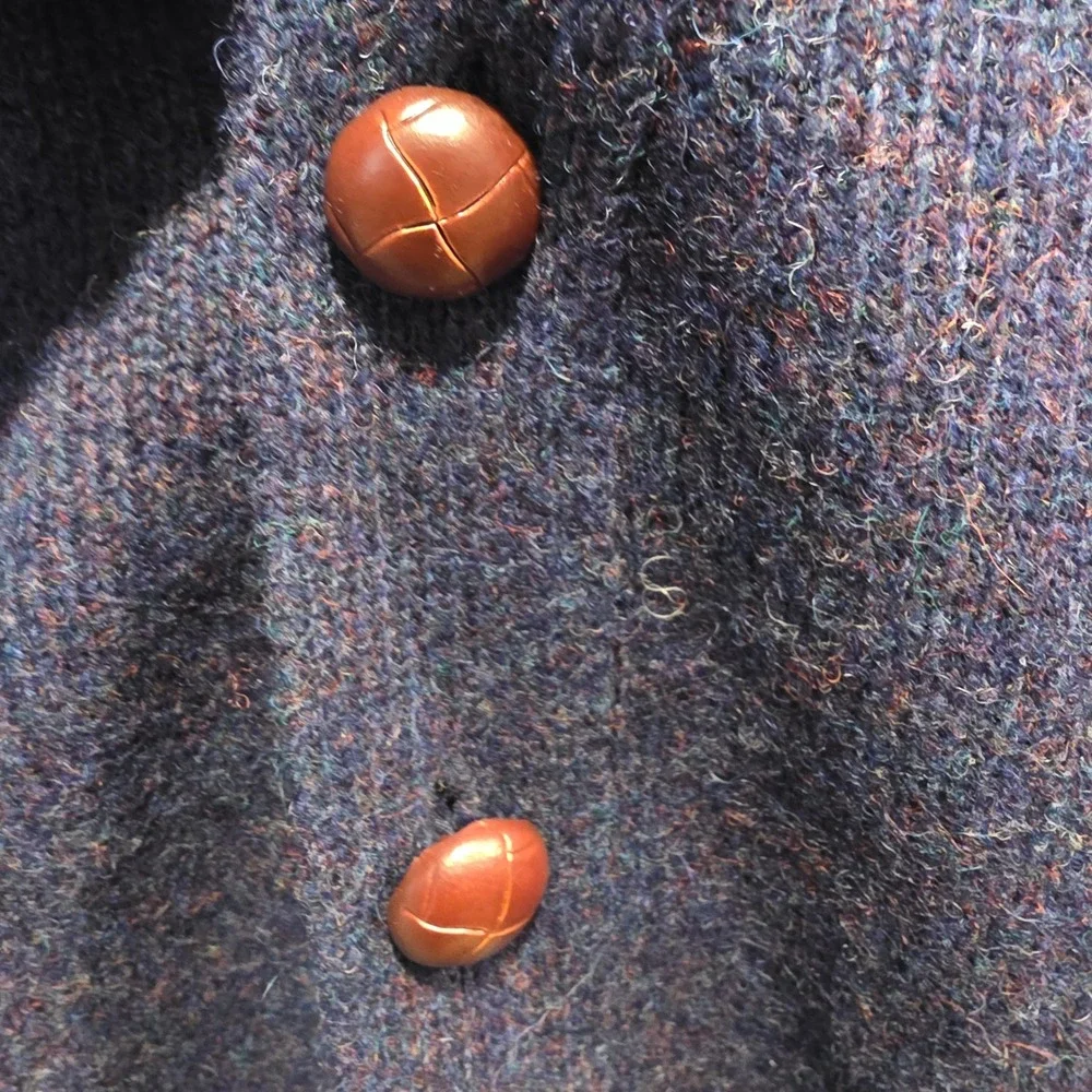 NWT Weymouth Hunt 100% Shetland Wool Cardigan Men's Sz L Navy Blue Ireland